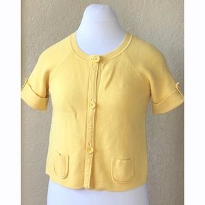 LOFT yellow cotton cropped shirt sleeve cardigan